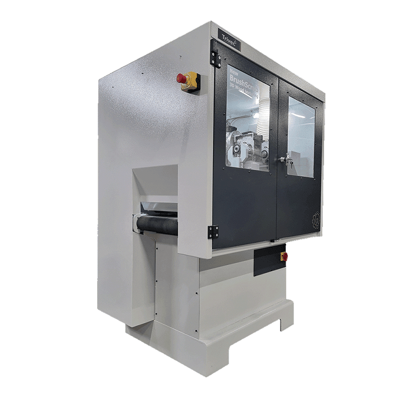 Scrub brushing machine outfeed web